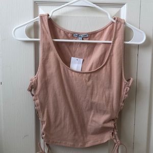Pink Lace Up Crop Top